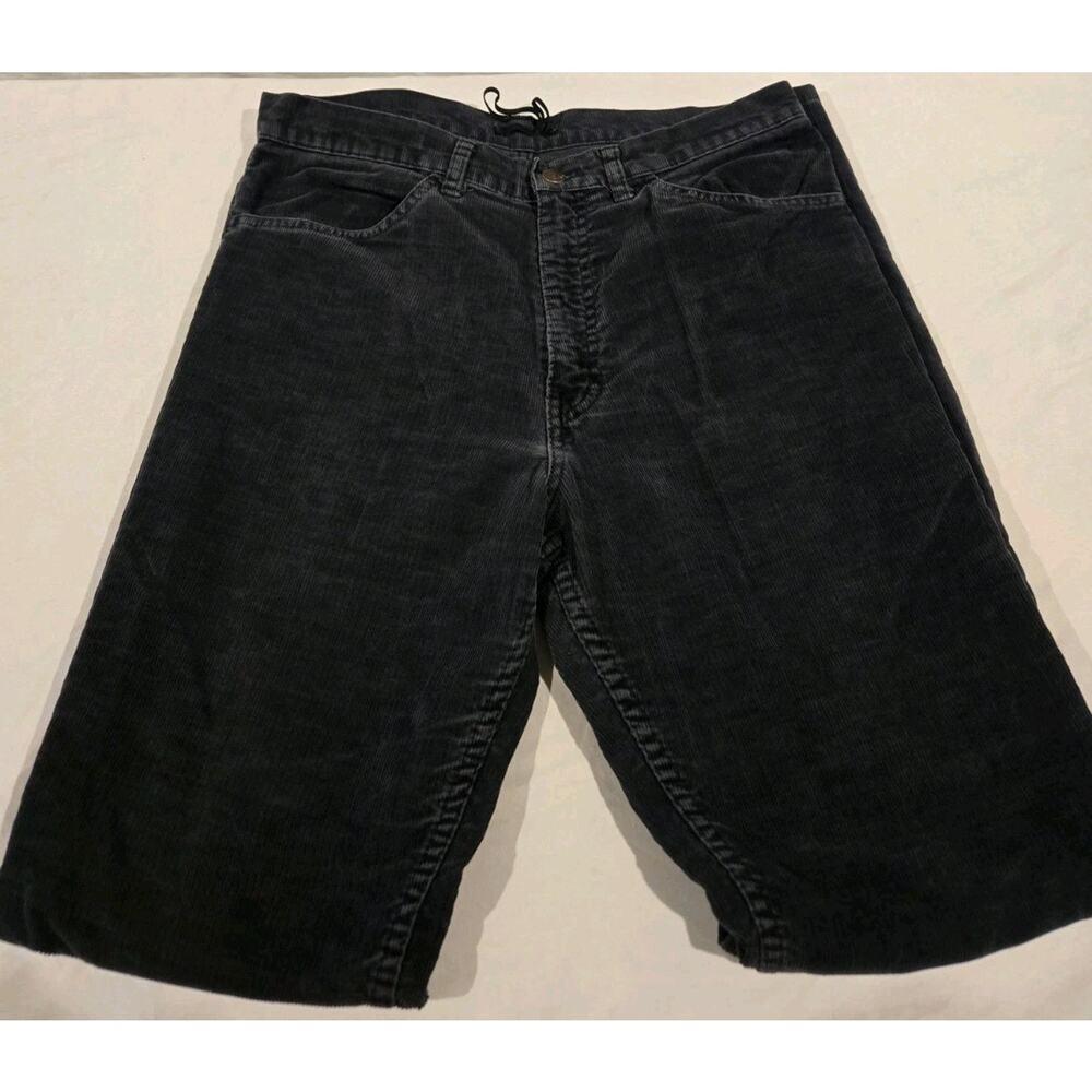 GAP MENS CORDUROY PANTS 32X33 BLACK VINTAGE MADE IN USA FLAT FRONT